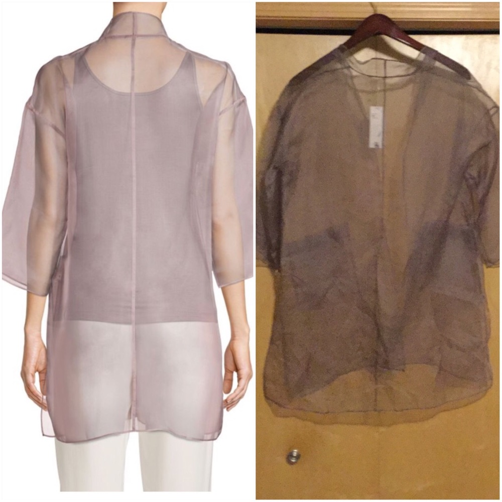 Eileen Fisher Sheer Silk Organza Open Jacket - Picture 9 of 10